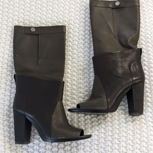 3.1 Phillip Lim layered peep toe leather boots